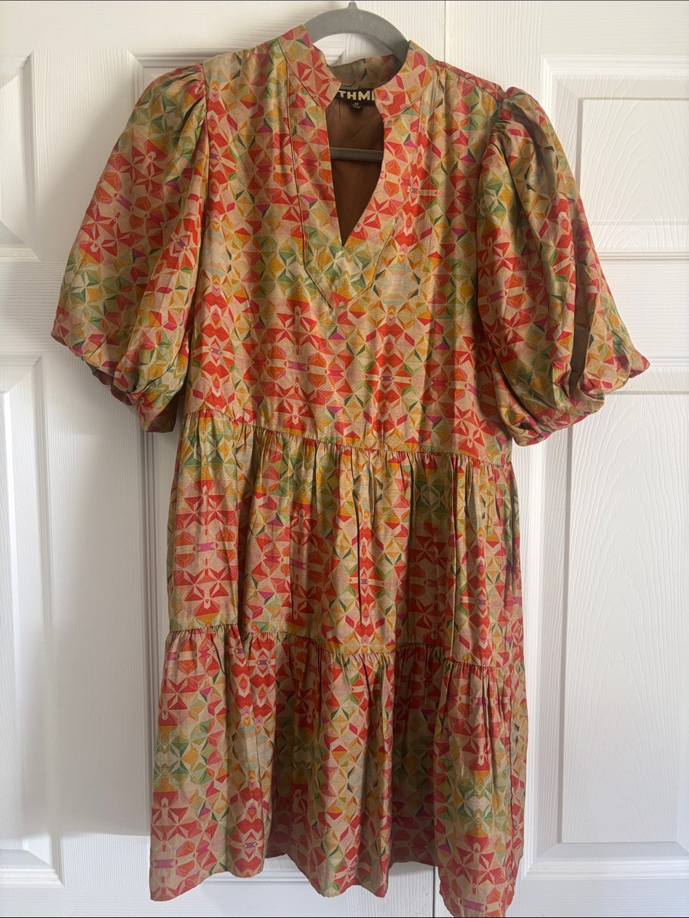 THML Multicolor Geometric Tiered Mini Dress Size XS